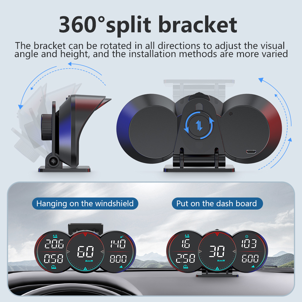 Auto Universal HUD GPS Gauge Car Gauge Speedometer With Over Speed Alarm Compass Clock Driving Suit for car aftter 2008 G17