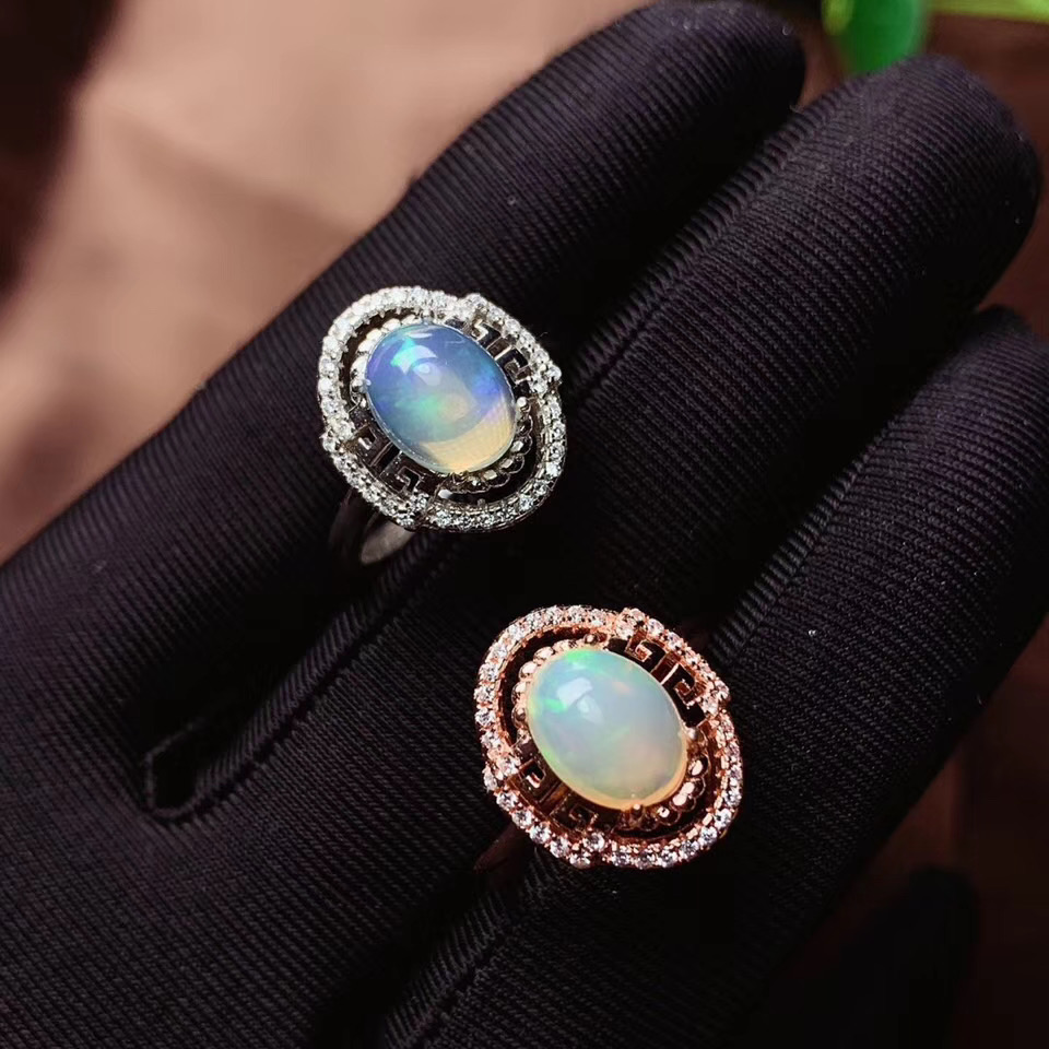 Anniversary Best Gift Elegant Rings for women Natural Real Opal Ring 925 sterling silver Fine jewelry Opal Ring