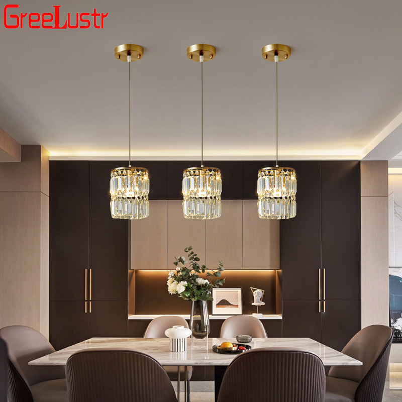 Nordic Chandelier Room Decor Led Pendant Light Modern Dining Room K9 Crystal Hanging Lamps For Ceiling Luxury Lustre Fixture