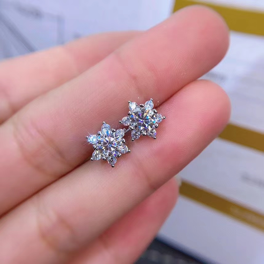 Six star style moisanite earrings attractive character women silver earrings 925 sterling silver shiny better than diamond gift