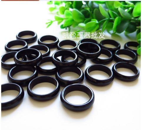 Natural agate black jade rings jewelry gemstone band ring jade simple stones for women jewellery luxury jewelry men rings