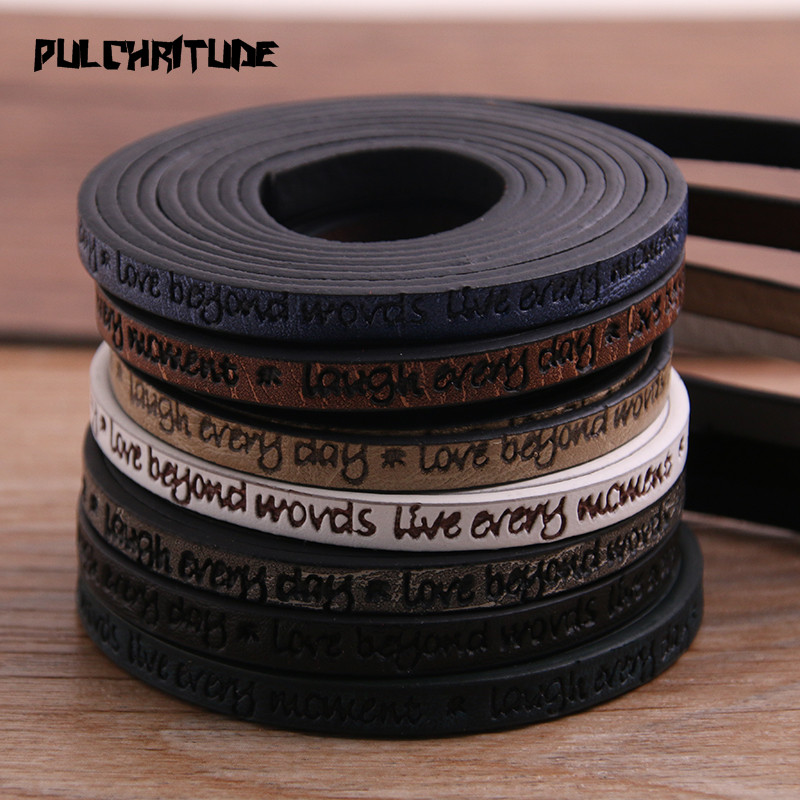 1Meter x 5mm Engraving Letters Love Leather Cord Rope Jewelry Findings Accessories Jewelry Making For Bracelet Diy Hand Made