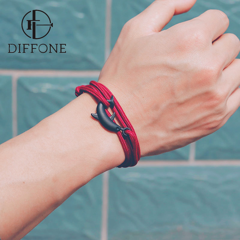 String Bracelet For Men Adjustable Ocean Animal Dolphin Braclet Trendy Women Paracord Braslet Boho Homme Easy Hook Jewelry Gift
