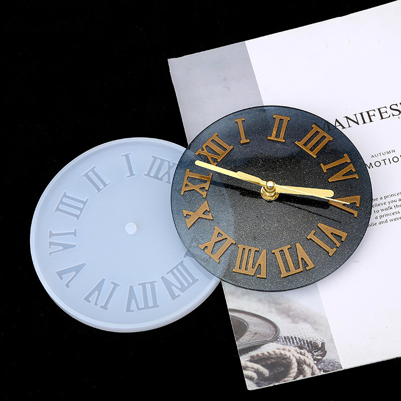 Clock Resin Crystal Drop Glue Mold DIY Handmade Twelve Zodiac Arabic Numeral Clock Mirror Silicone Mold Home Decoration Storage