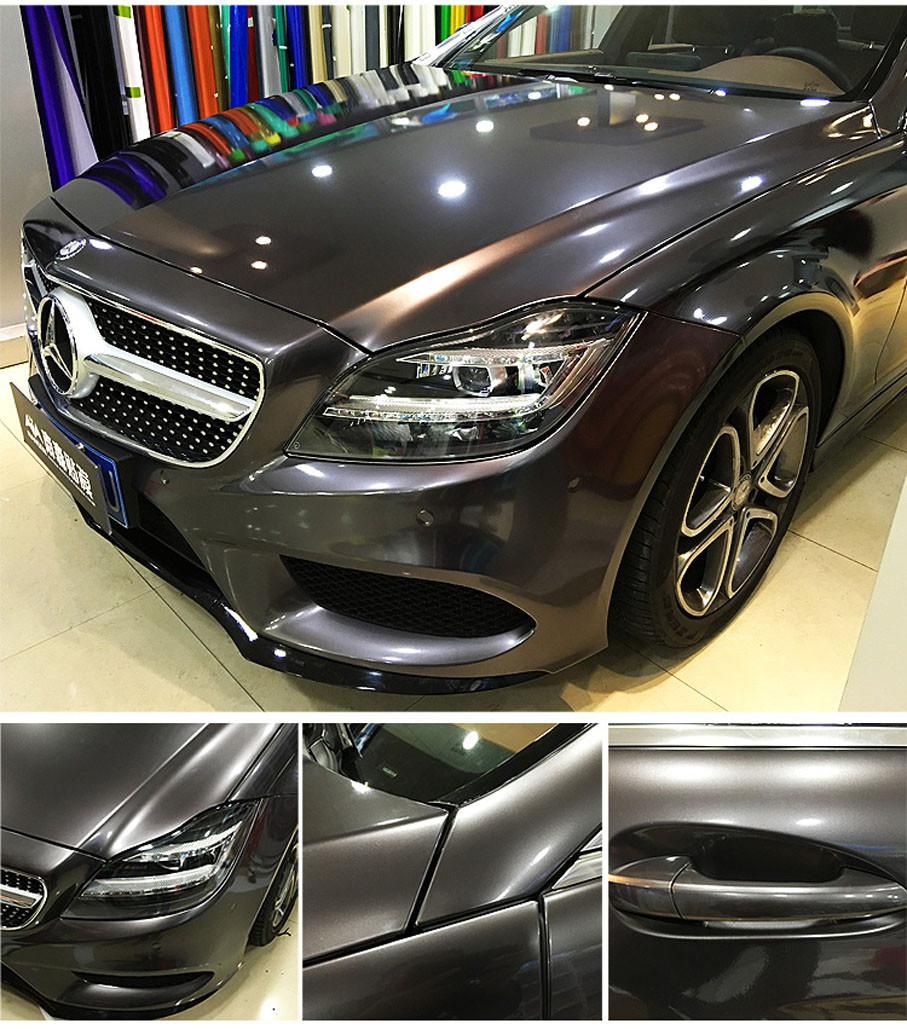 Premium New Grey Glossy metallic pearl glitter film With air free bubblmes glossy metallic pearl car wrap vinyl film