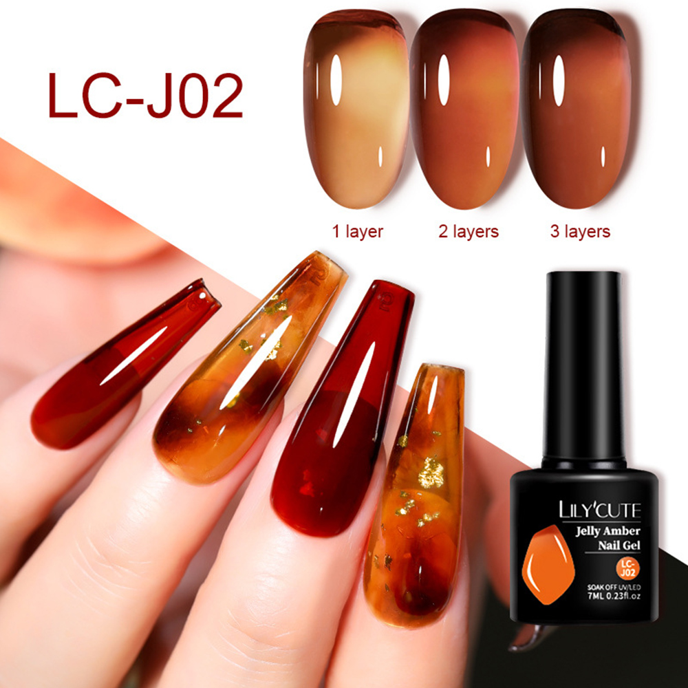 1PC Jelly Amber Gel Nail Polish Brown Crystal Translucent Dull Color Nail Art Autumn Winter Semi Permanent UV Gel Polish Varnish