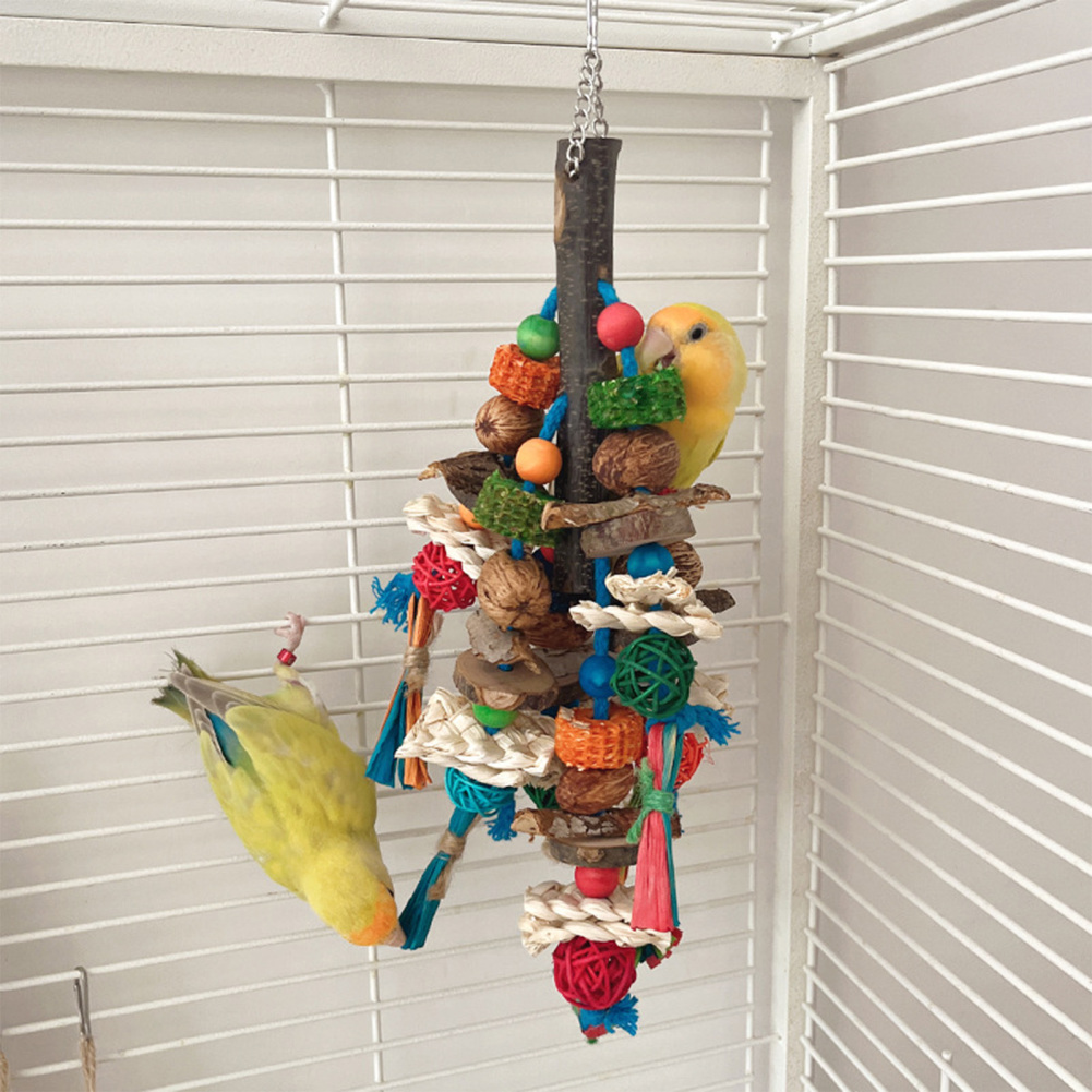 Bird Toys Parrot Chewing Toy Natural Wood Bird Chew Toys Medium Small Birds Cage Bite Toy For Lovebirds Cockatiels Parakeets