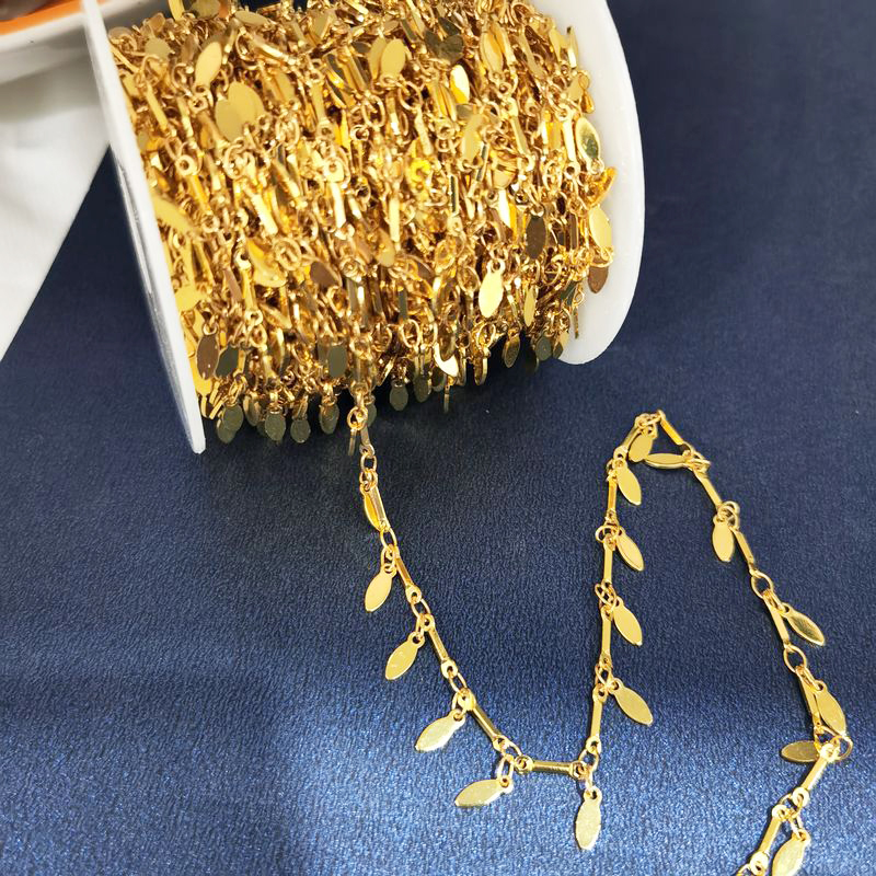1 Meter Round Star Leaves Chain Gold Silver Plated Necklace Metal Copper Chain Diy Bracelet Anklet Jewelery Making Supplies