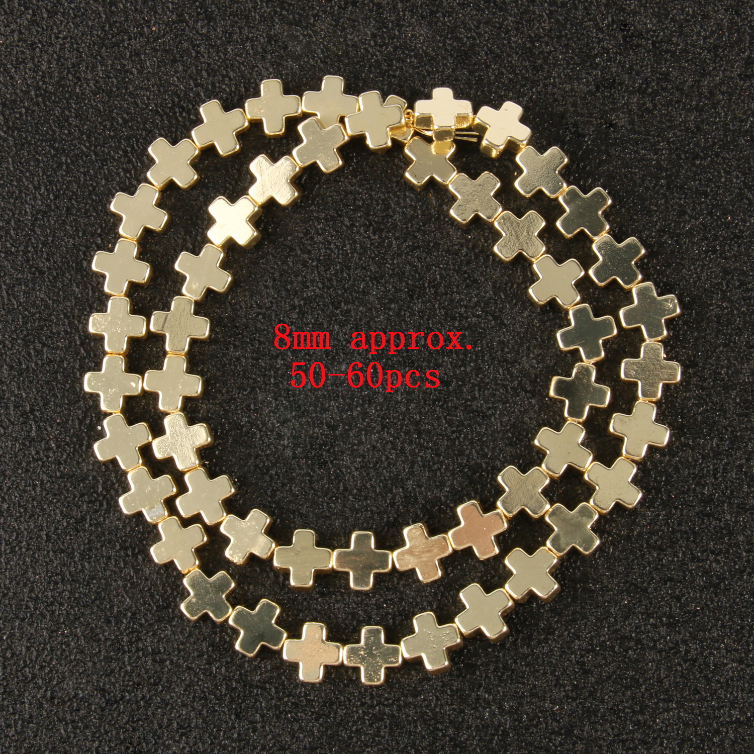 Natural Stone Cross 9K Gold Plated Hematite Rondelle Loose Spacer Beads for Jewelry Making Gift DIY Bracelet Accessories 4 6 8mm