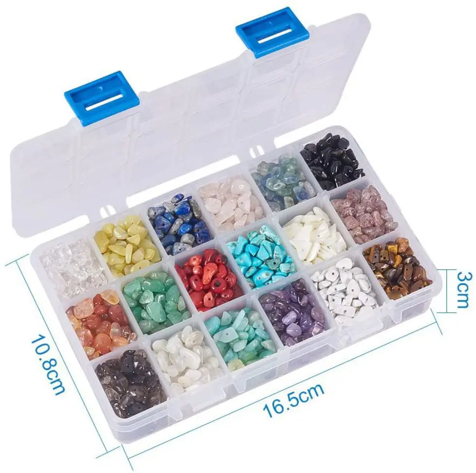 Natural Stone Beads Box WIth Accessories and Tools Irregular Gemstones Healing Loose Rocks For DIY Bracelet Jewelry Making Craft