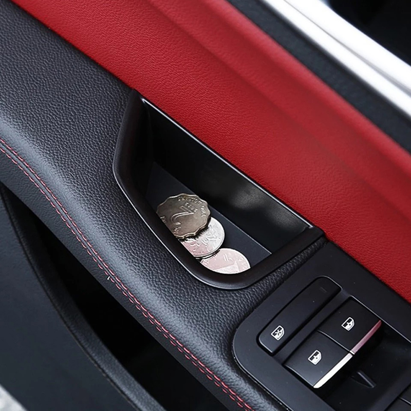 Car black front door side storage box with anti-skid pad handle and armrest box for 17-22 Alfa Romeo Giulia modified accessories