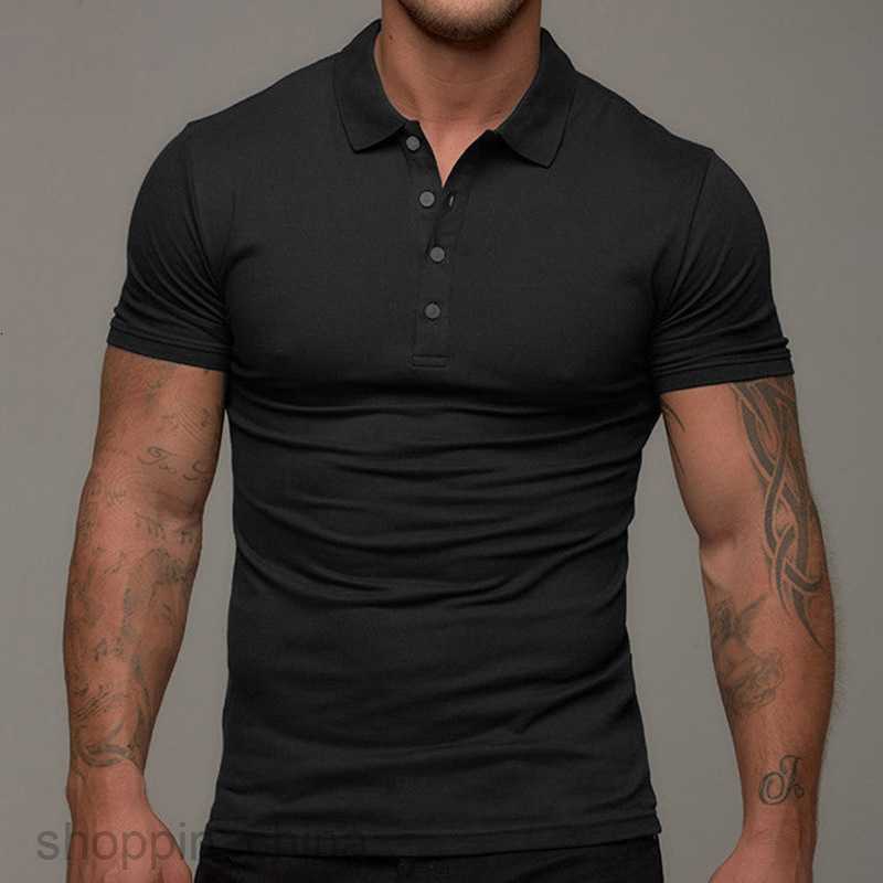 Men's T Shirts new style Male slim solid color stand collar casual cotton polo shirt short sleeved young men clothing tees tops
