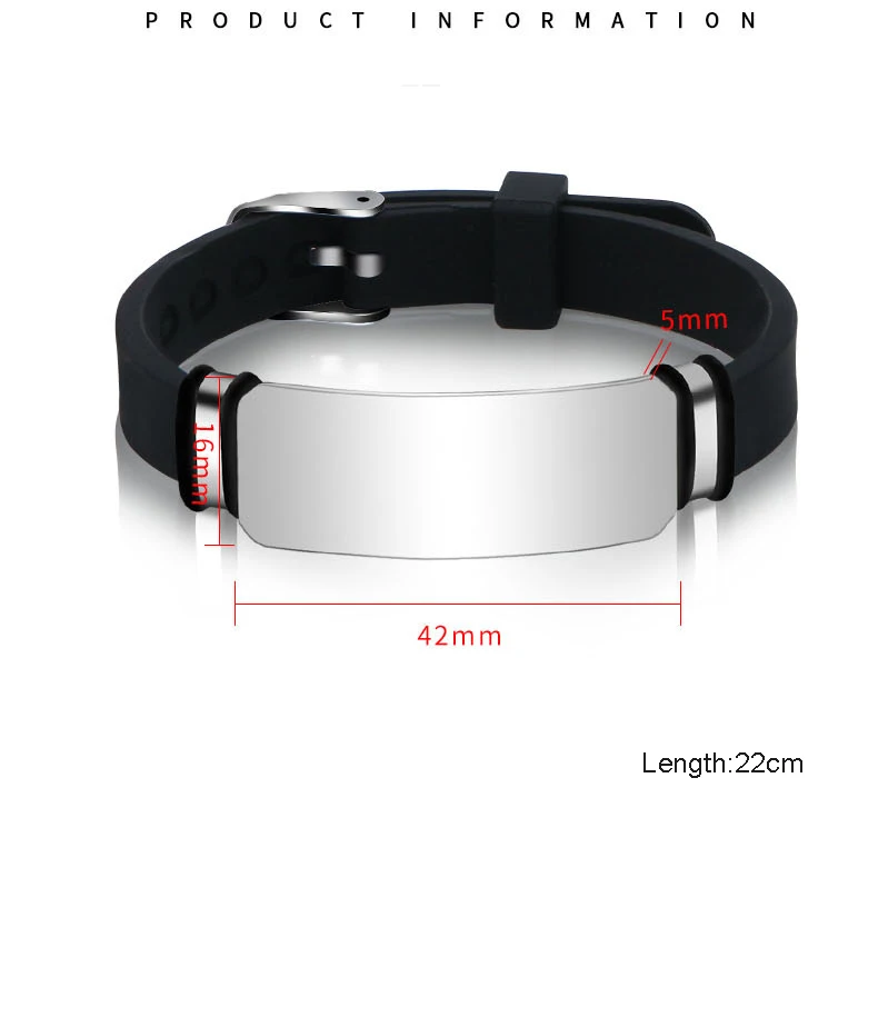 Personalized Medical Alert ID Tag Bracelet Sport Adjustable Bracelets Allergy ICE SOS Wristband for Men Woman