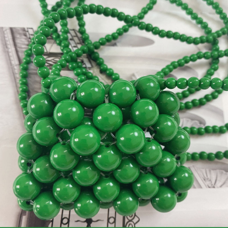 Long Shoulder Strap Beaded Green Flap Pearl Clutch Purses And Lady Handbag Ladies Mini Cross Body Bag