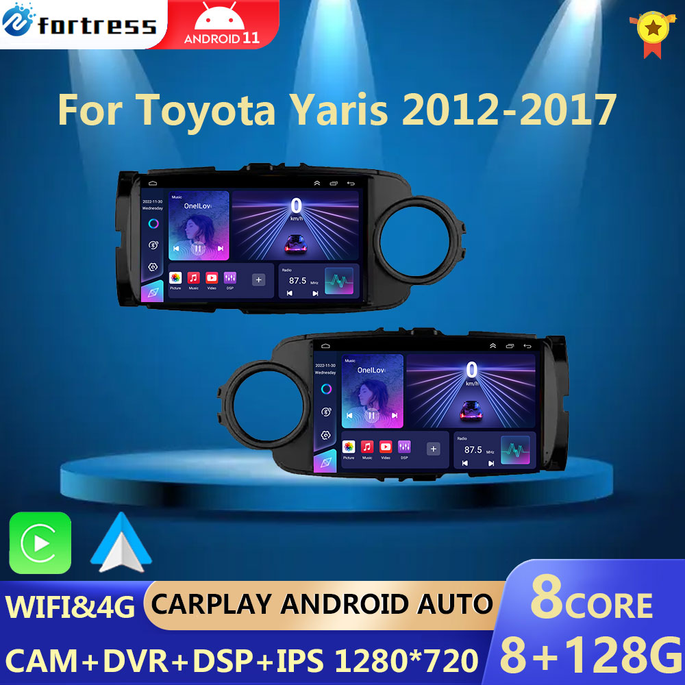 Android 13 Carplay Auto Car Radio For Toyota Yaris 2012 2013 2014 2015 2016 2017 GPS Multimedia Player Stereo WIFI+4G video DSP
