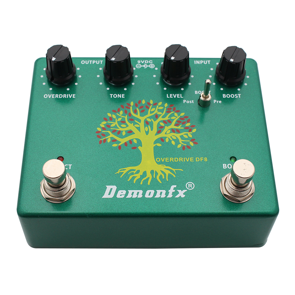 Demonfx-Electric Guitar Effect Pedal, DF8 Overdrive, Tube Overdrive, True Buypass, TS808, 2 in 1, New