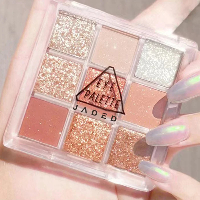 Snow Sequin 9-Color Eye Shadow Palette Glitter Snowflake Diamond Pink Eye Shadow Korean Charming Contour Eyes Make Up Palette 240624