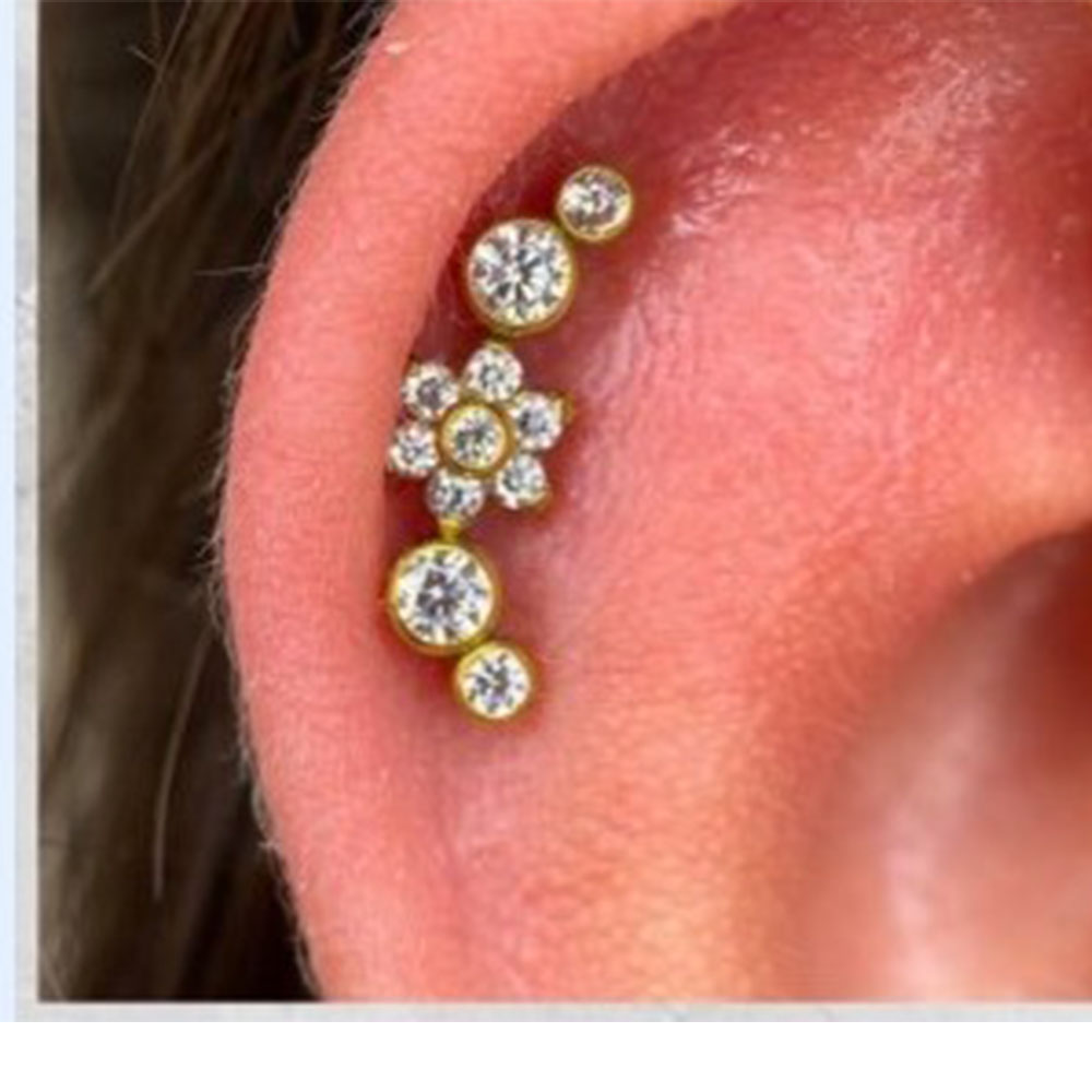 100% Surgical steel Thread Labret Lip Ear Bar Cartilage Earring Nail Tragus Stud Ear Lobe Piercing Ring Internal Body Jewelry