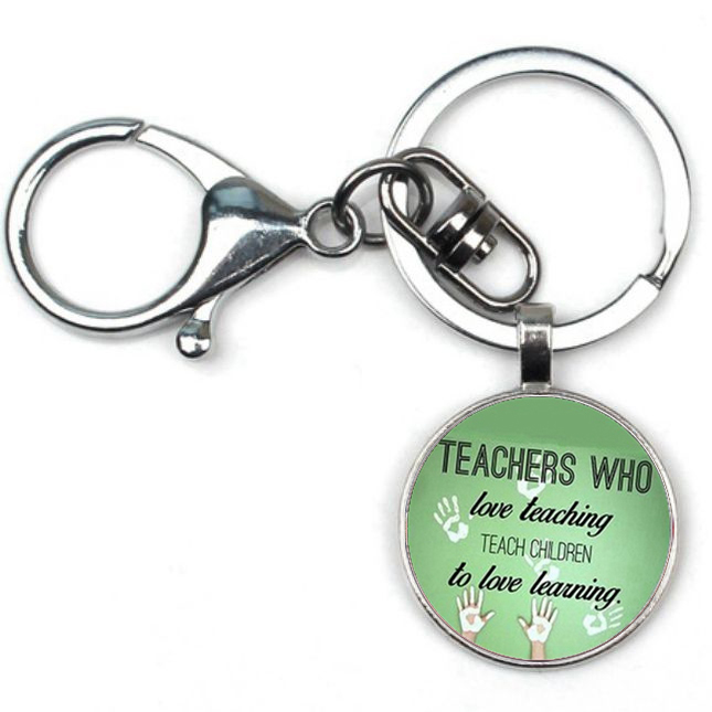 Christmas Teacher's Day Gift Merci Maitresse Keychain Cute Jewelry Charm Female Bag Key Chain Pendant Car PendantLobster Clasp