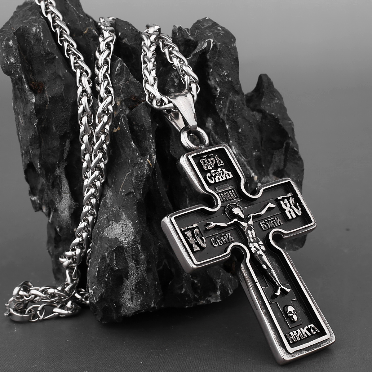 316L Titanium Steel Jesus Christ Cross Men's Pendant Necklace Religious Believers High Quality Jewelry Gift Wholesale