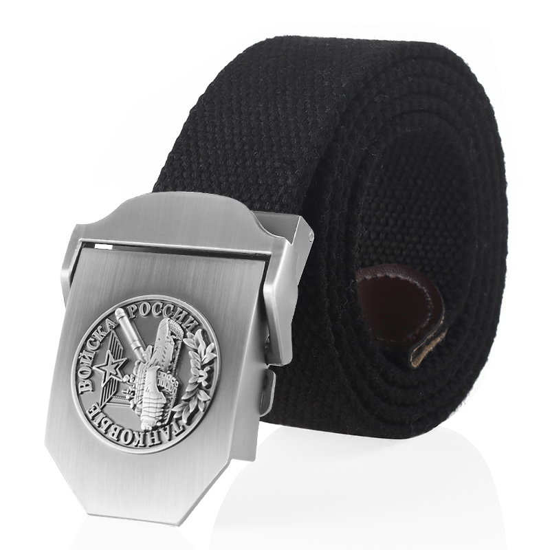 BOKADIAO Men&Women Canvas Belt Russian Tank Troops Metal Buckle Jeans Waistband Soviet Army Tactical Belt for Men Military Strap