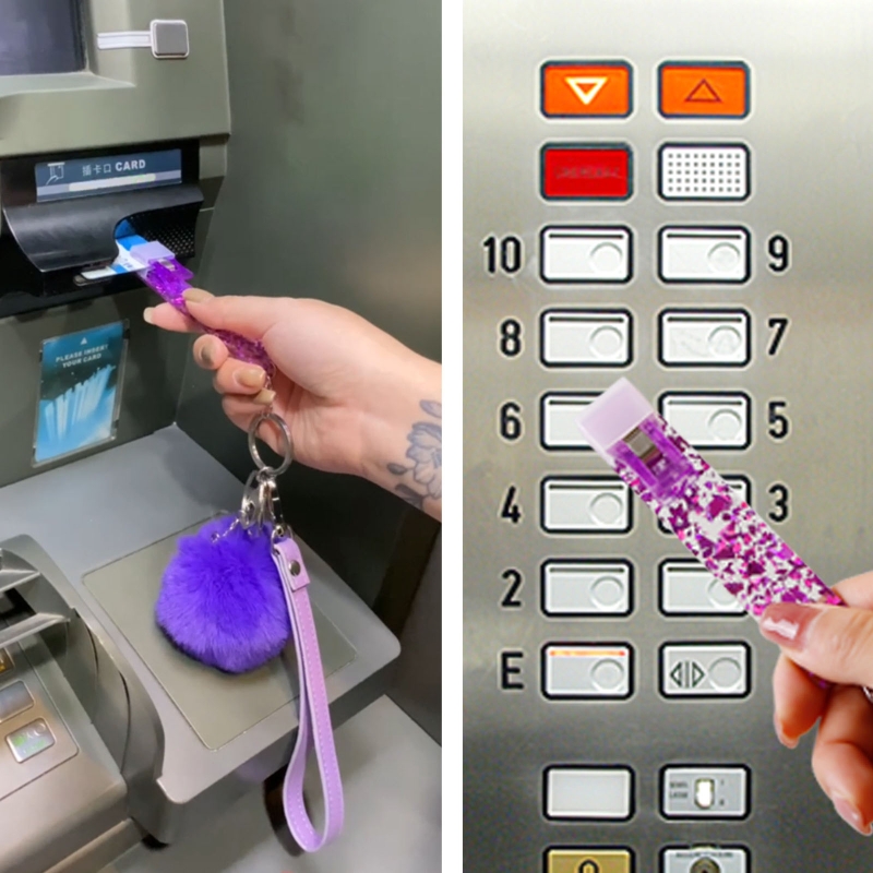 Credit Card Puller with Plush Pompom Wristlet Keychain Bank Card Grabber ATM Keychain Card Clip For Long Nails Ornament