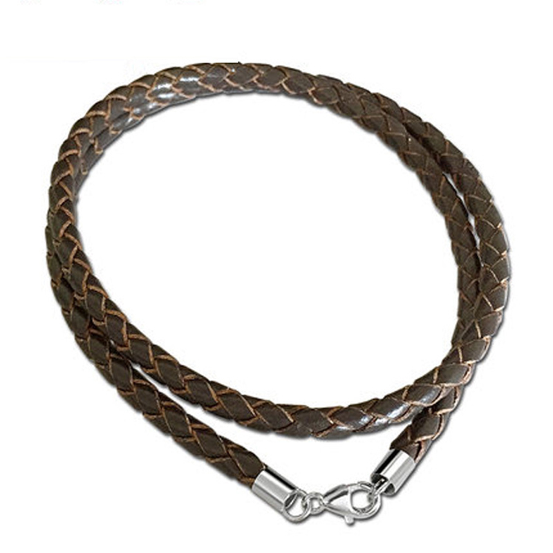3MM 4MM Black Red Braided Genuine Leather Necklace Findings Round Leather Cord String Rope DIY Necklace 40cm 45cm 50cm 60cm 70cm