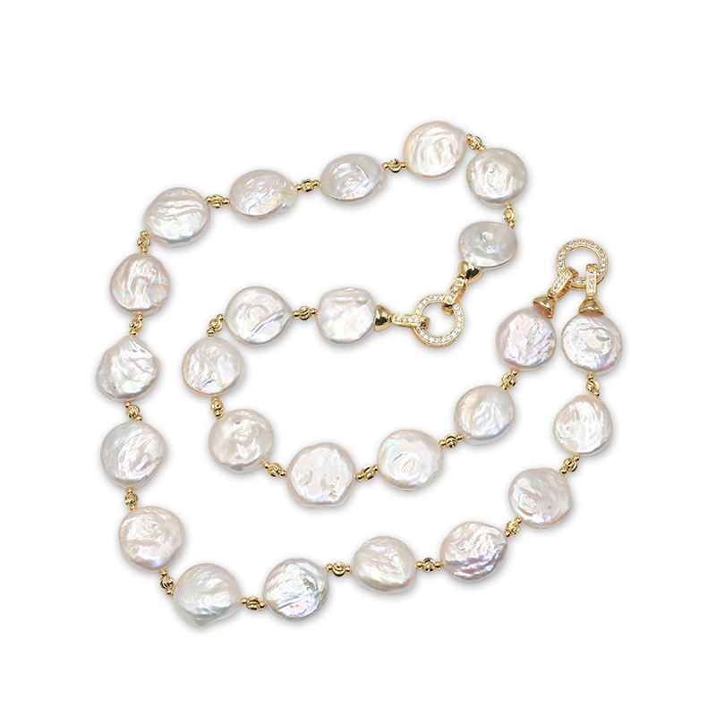 BaroqueOnly Special Shape Natural Baroque Style Coin White Pearl Necklace Sweater Chian/Bracelet/Choker Lighting Buckle NE