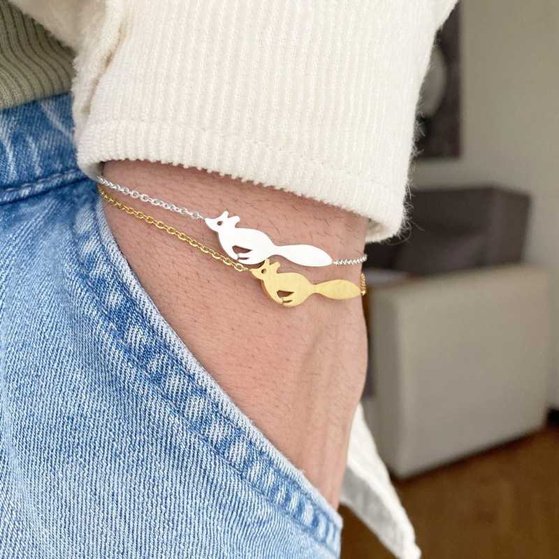 Delicate Little Prince Fox Charm Bracelet Bangle Natural Animal Anniversary Daughter Grandma Mom Sister Aunt Girlfriend Gift