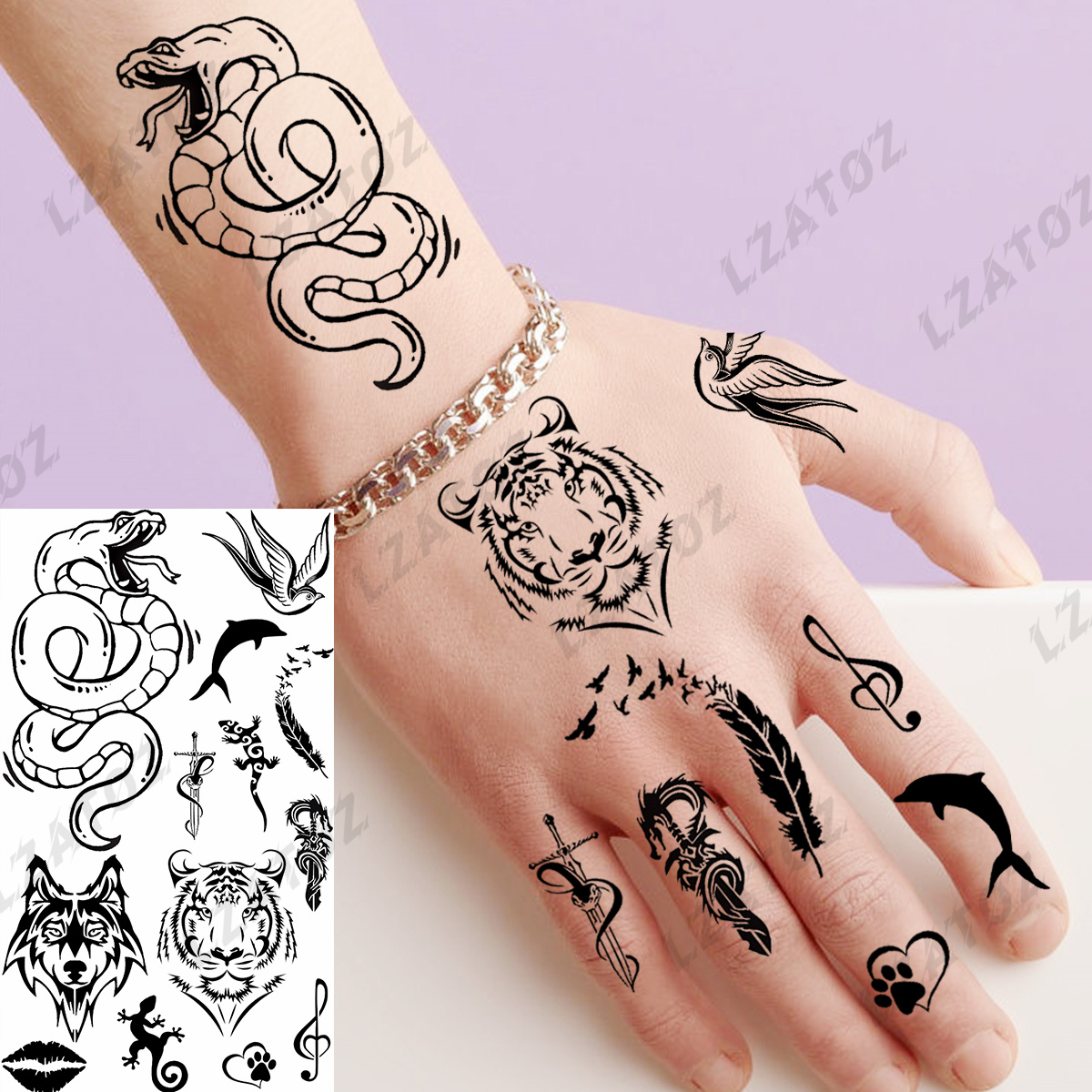Unique Compass Temporary Tattoos For Woman Kids Realistic Ghost love Fake Tattoo Sticker Small Hand Water Transfer Tatoo Decal