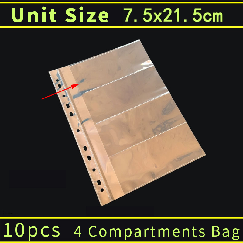 10Pcs A4 Transparent Plastic Punched Pocket Folders Filing 11Holes Loose Leaf Clear Document Sheet Protectors Notebook Accessory