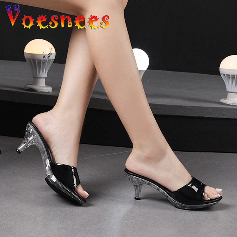 Transparent High-Heel Sandals: 6.5CM Platform Summer Slides for Women, hot 2024 Collection