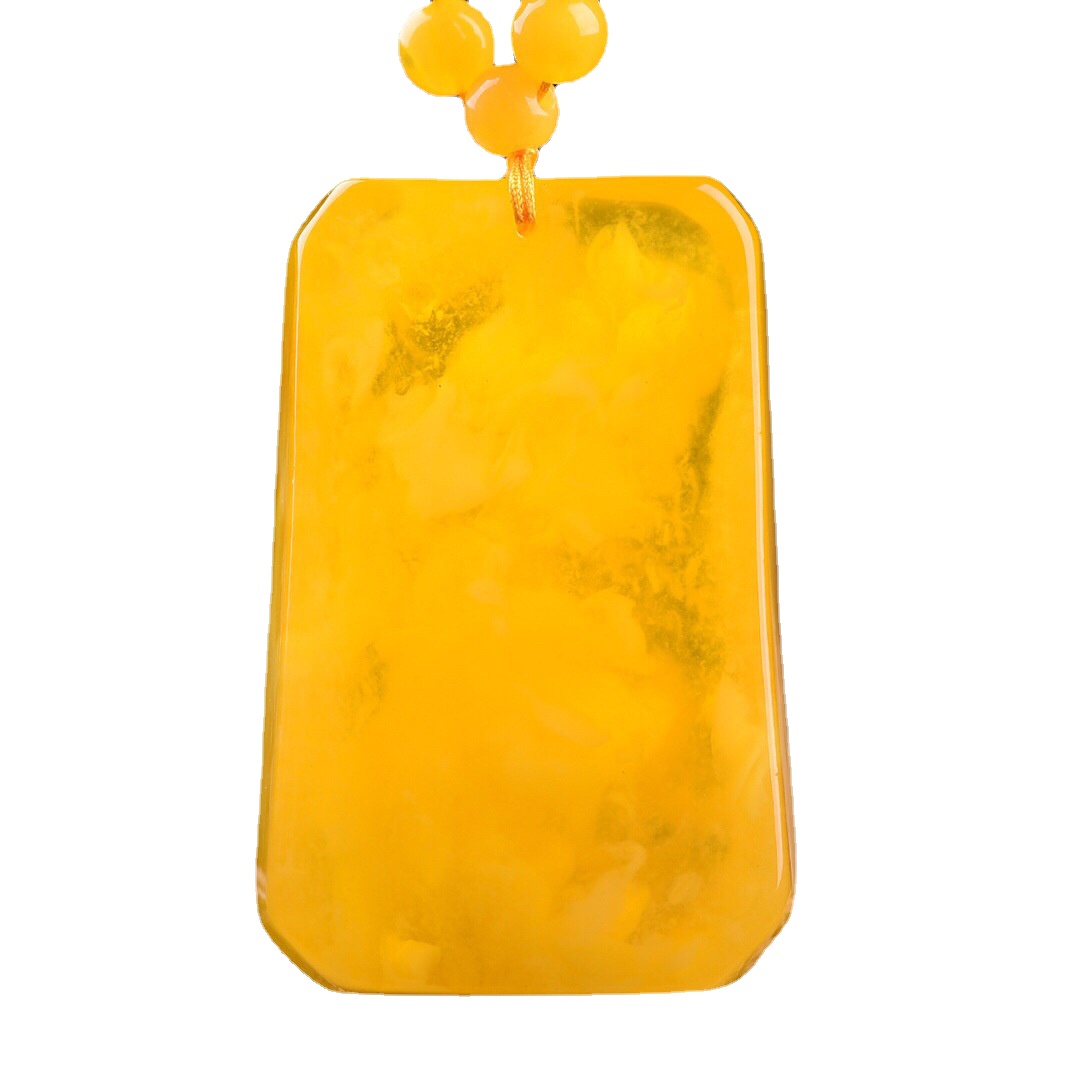 Natural Amber Beeswax Pendant Baltic Gold Twisted Honey Beeswax Safe Card Pendant Men's and Women's Buddha Bead Necklace