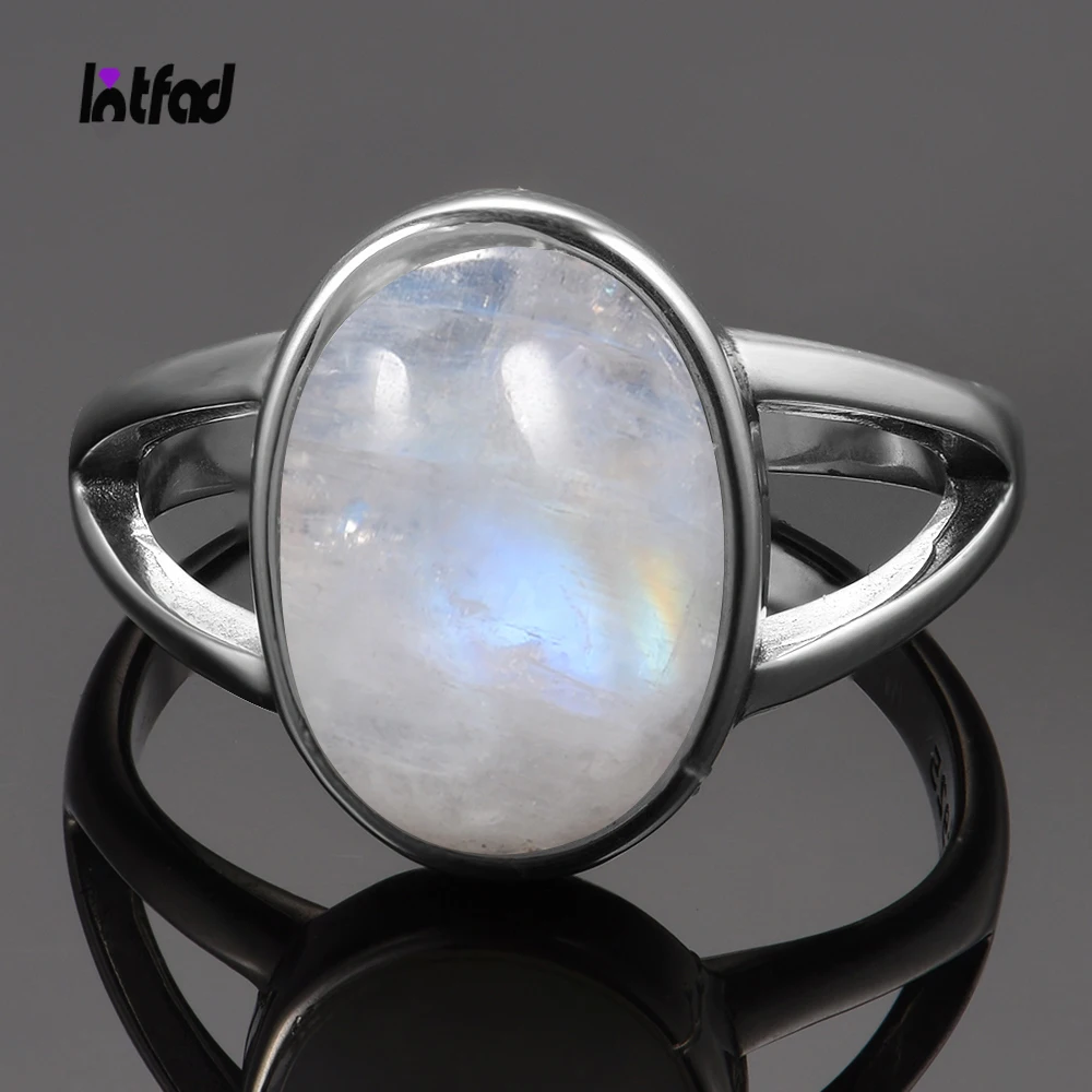925 Sterling Silver Ring Natural Moonstone Jewelry Rings Gemstone Vintage Jewelry for Women Men Girls Gift Luxury