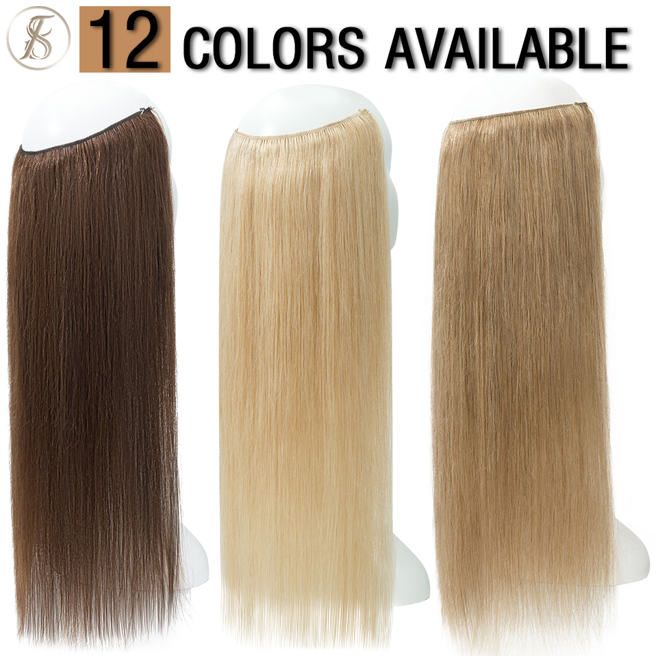TESS Wire In Hair Extensions Natural Hair Extensions Full Head Bundles Human Hair 24inch 80g Thick Straight Invisible Hairpiece