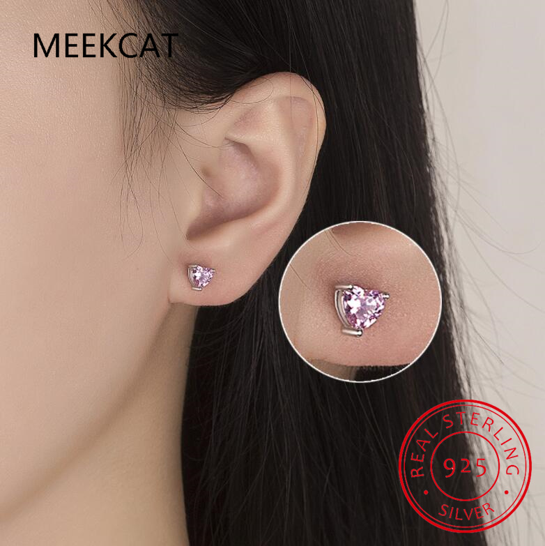 Heart Moissanite Earrings D Color VVS1 Lab Diamond Platinum Plated Sterling Silver Moissanite Stud Earring Women Fine Jewelry