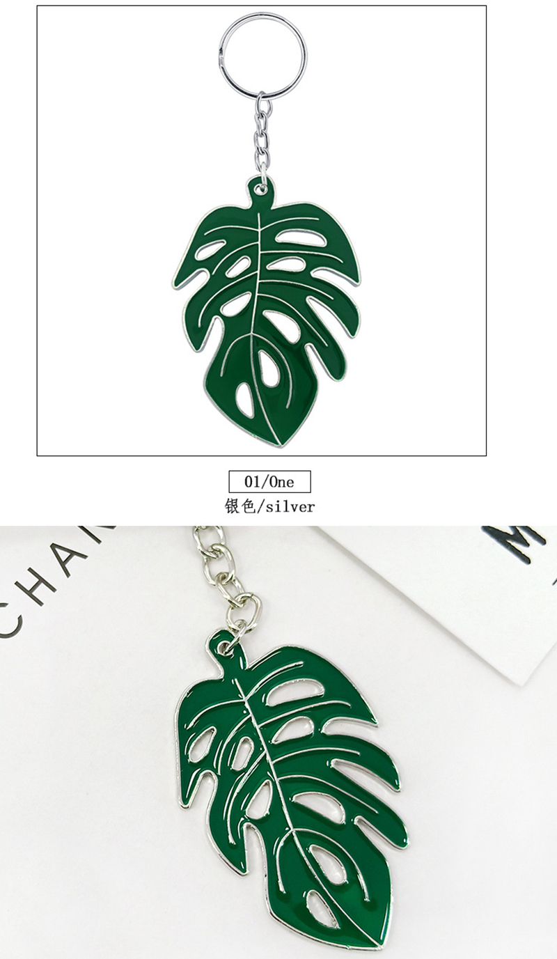 Zinc Alloy Hollow Turtle Leaf Keychain Pendant Nordic Green Fresh Enameled Bag Charms Key Chains
