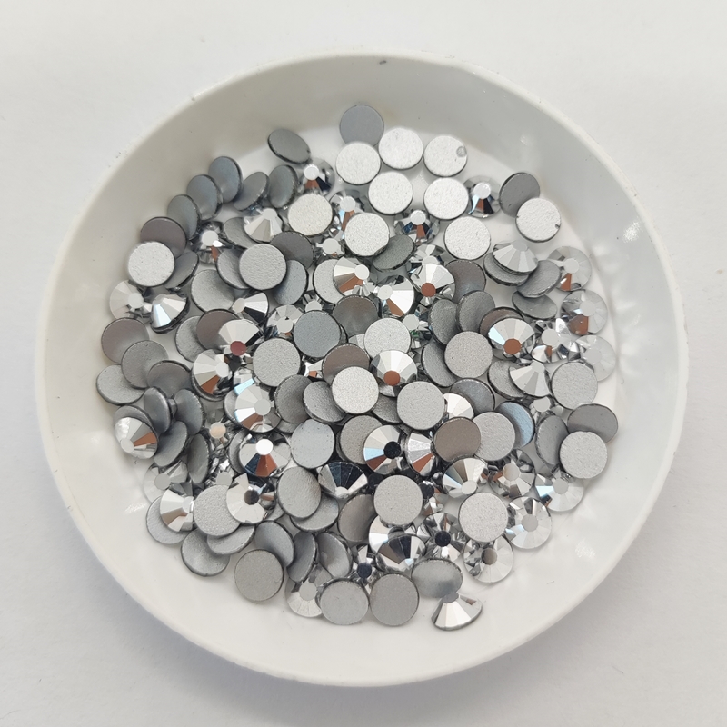 SS3-SS34 Silver Glass Flatback Rhinestone Glitter Round Silver Bottom Glue On Crystal Stones for DIY Crafts Nail Art Decoration
