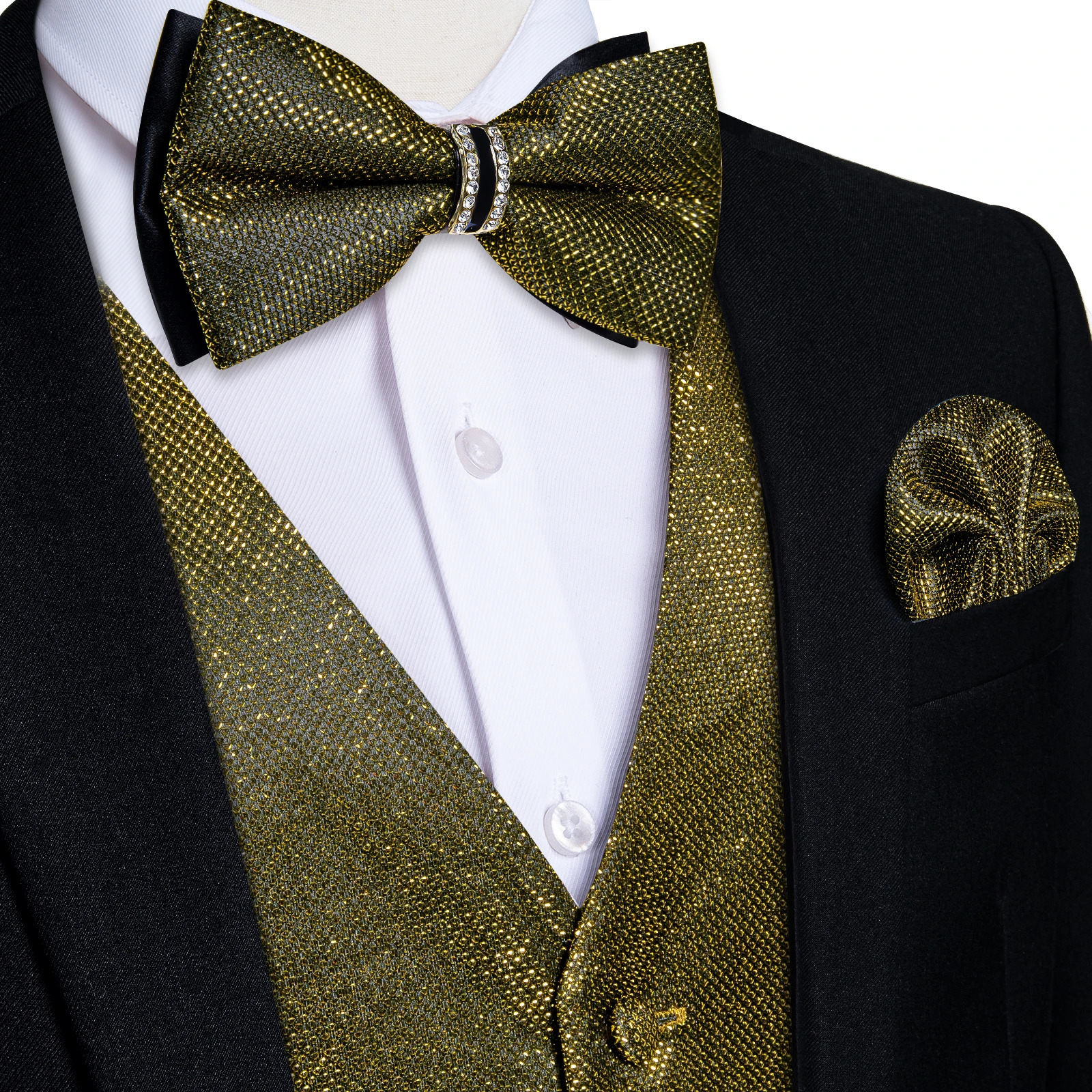 Sequin Vest with Bow Tie Golden Red Blue Shiny Wedding Prom Silm Fit Suit Waistcoat for Tuxedo Suits Glitter Sleeveless Jacket 240615