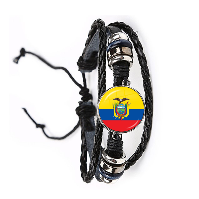 The Commonwealth of Dominica,Saint Lucia,Saint Vincent and the Grenadines,Barbados,Grenada,Ecuador National Flag Glass Bracelet