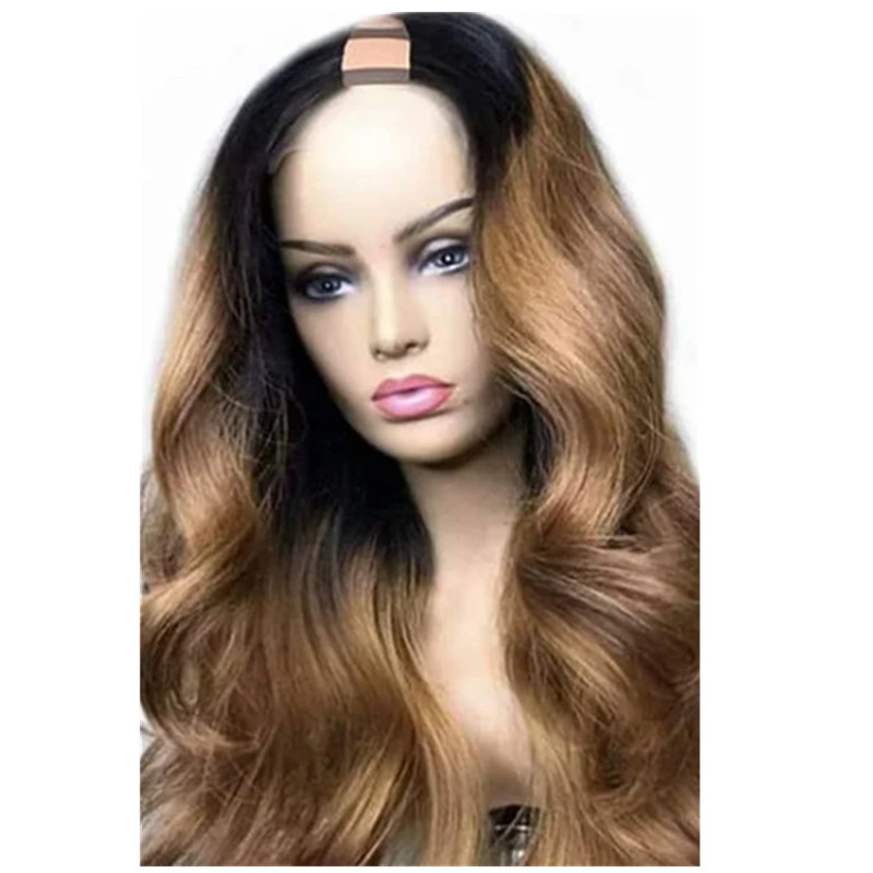 Ombre Body Wave U Part Wig Human Hair Wigs Minimal Leave-out No Glue U-Part Wig Super Natural Beginner Friendly Upart Wig 12-26inch