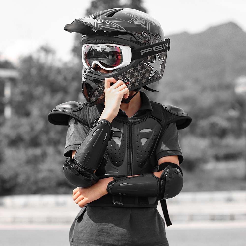 WOSAWE Full Body Motorcycle Armor Vest Children Kids Motocross Armour Jacket Chest Spine Knee Elbow Guard Skiing Skating Armor