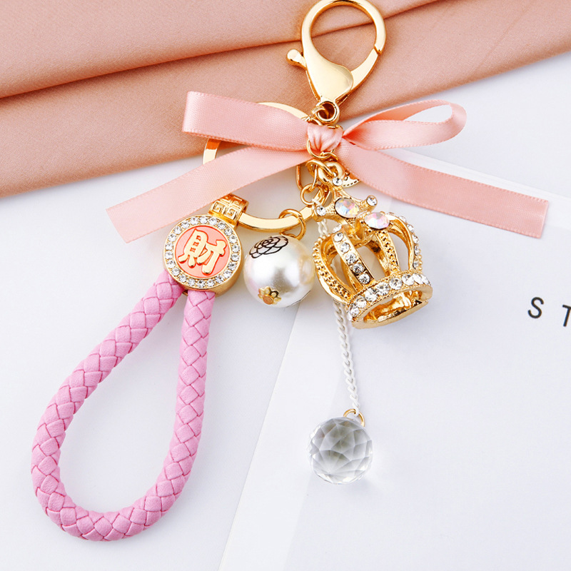 King Crown Keychain Pendant Charm Rhinestone Crystal For Handbag Purse Bag Carkey Gift Keyholder