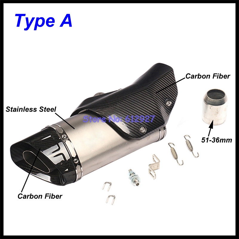 Inlet 51mm Motorcycle Exhaust Muffler End Pipe Escape Moto with Heat Shield Cover Universal for S1000RR Z900 MT10 R1 R3 R6 etc