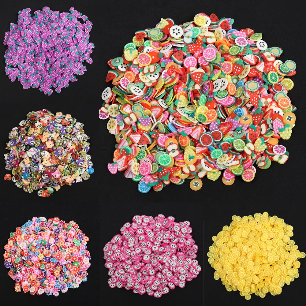 1000Pcs/lot Mixed Clay Slice Filler Fruit Animal Flower Nail Art Decor Resin Epoxy Mold Fillings for Crafts Making DIY Supplies