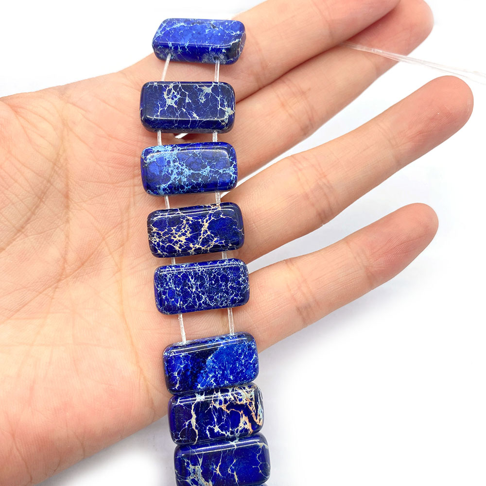 Natural Stone Beads Emperor Stone Rectangle Double Hole Braclets for Women Beads for Charm Jewelry Making Necklace Accessories