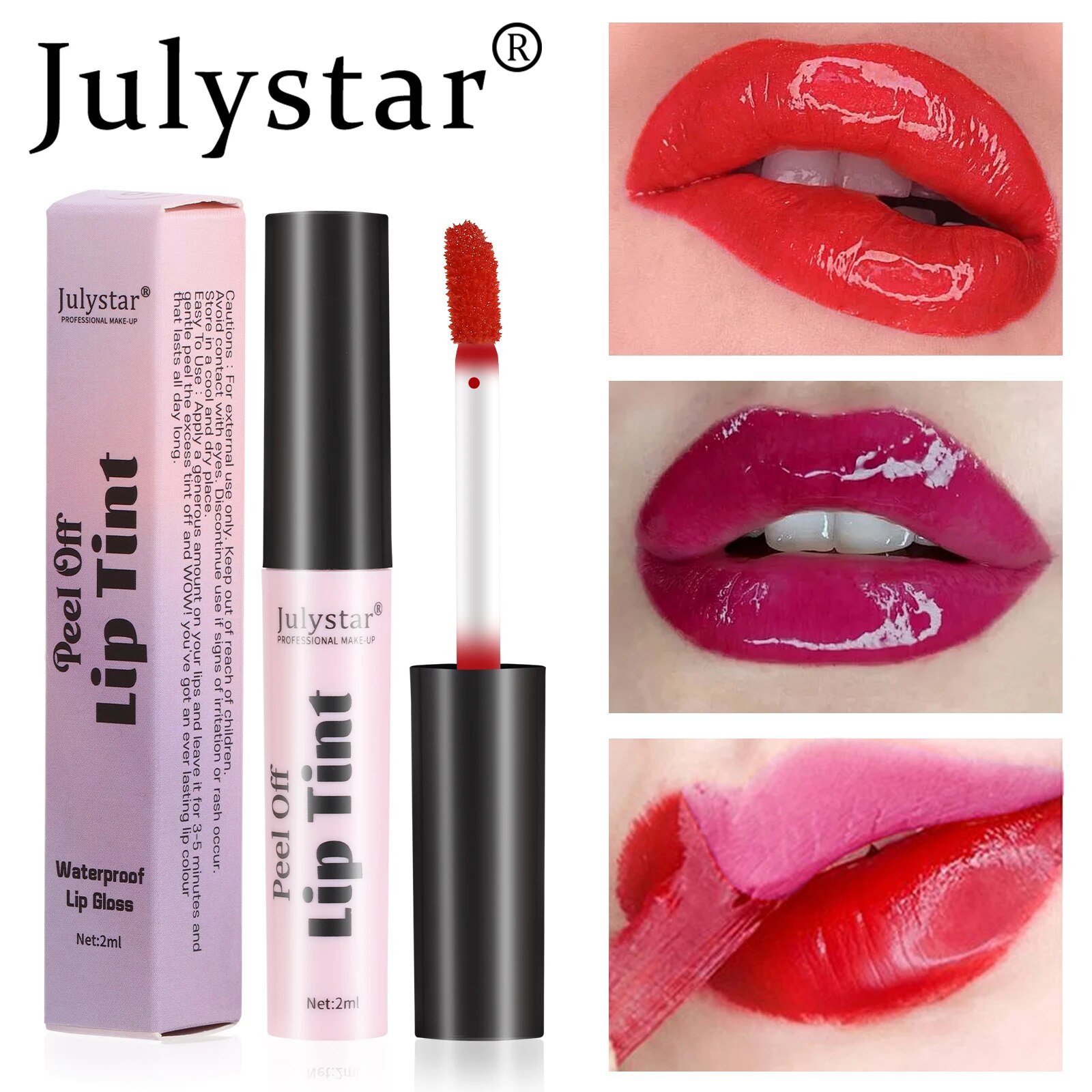 Julystar New Lipstick Tear Off Lip Gloss With Long-lasting Matte Lip Gloss For Women's Cosmetics 6 Color Makeup