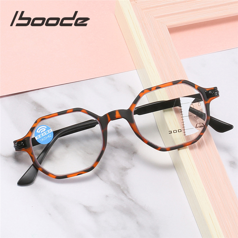 iboode Progressive Multifocus Computer Reading Glasses Blue Light Blocking Spring Hinge Multifocal Reader Eyeglass For Women Men