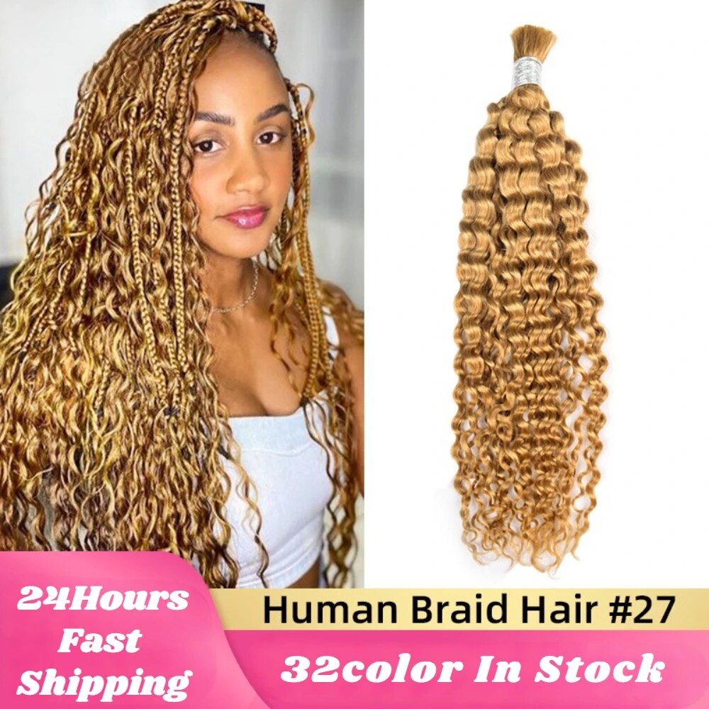 Deep Wave Bulk Human Hair For Braiding HDWIGS 100% Real Human Hair Extensions Bulk Human Hair No Weft Natural Braiding Hair 613#