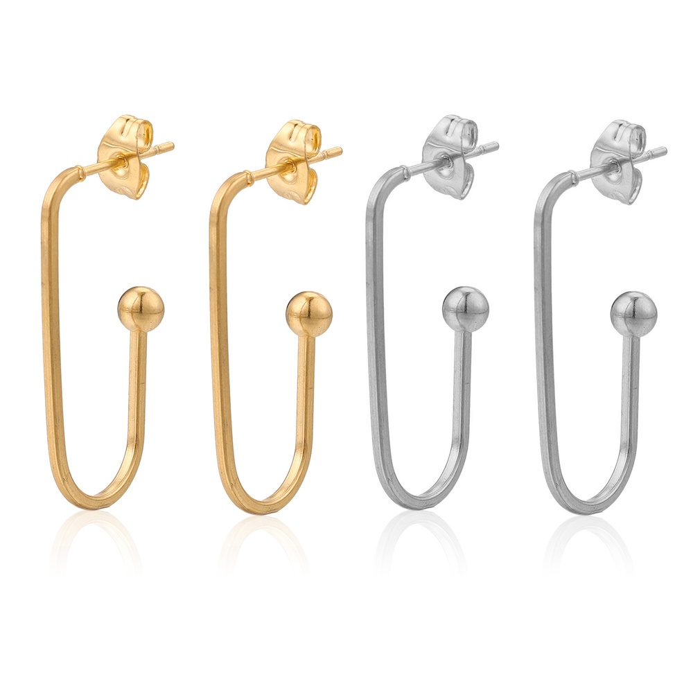 10pcs Gold Earrings Gold Plated Posts with Loop Long C Shape Ear Studs Earrings Accessorie DIY Jewelry Making Supplies Wholesale